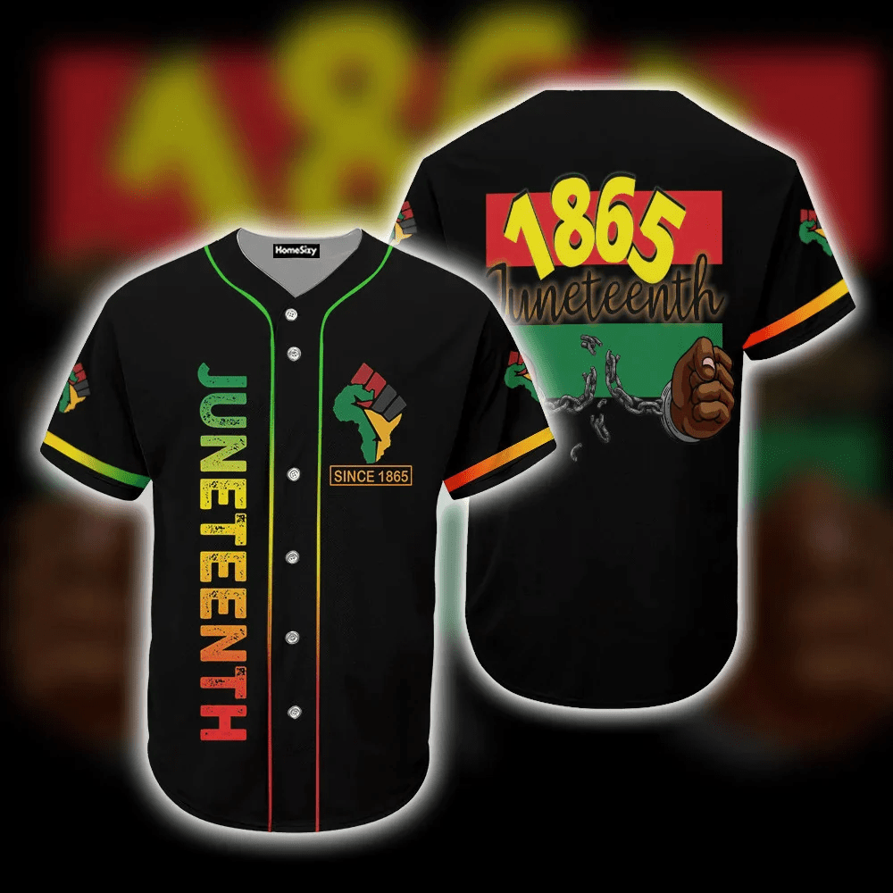 1865 Juneteenth Black Pride Baseball Jersey