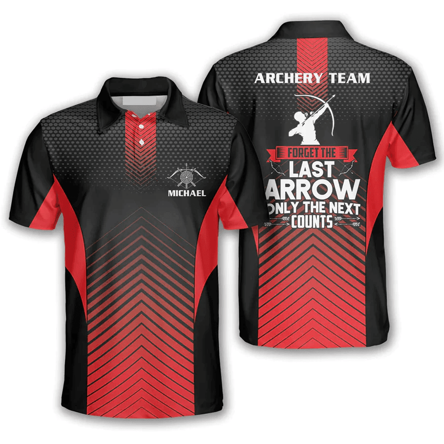 3D all over printed Archery Polo Shirt, Archery Red Arrows Personalized Archery Polo Shirts For Men