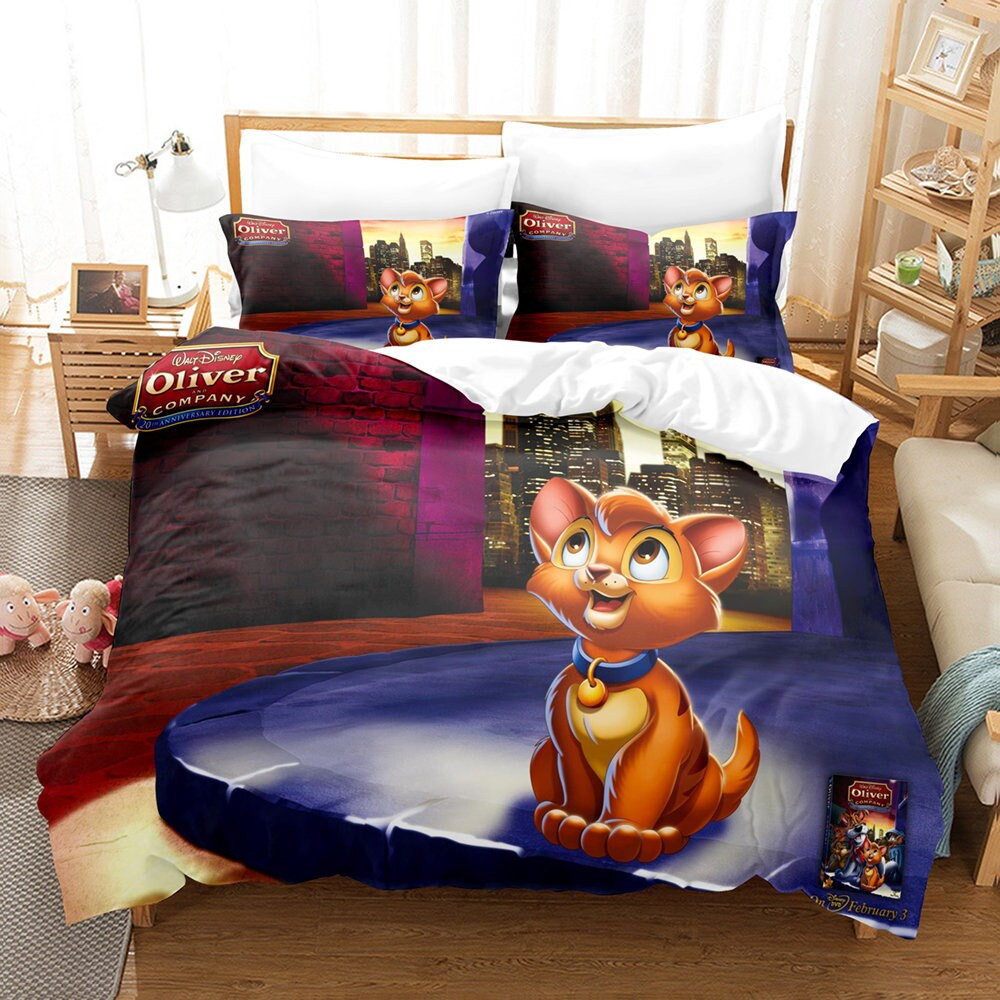 3D Printed Disney Oliver Company Bedding Set Duvet Cover Pillowcase