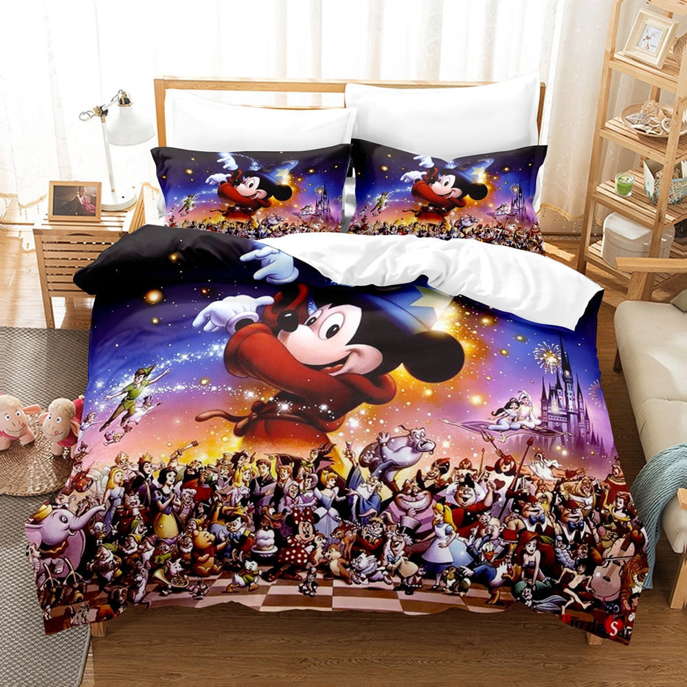 3D Printed Disney Princess Cartoon Mickey Mosaic Bedding Set Duvet Cover Pillowcase