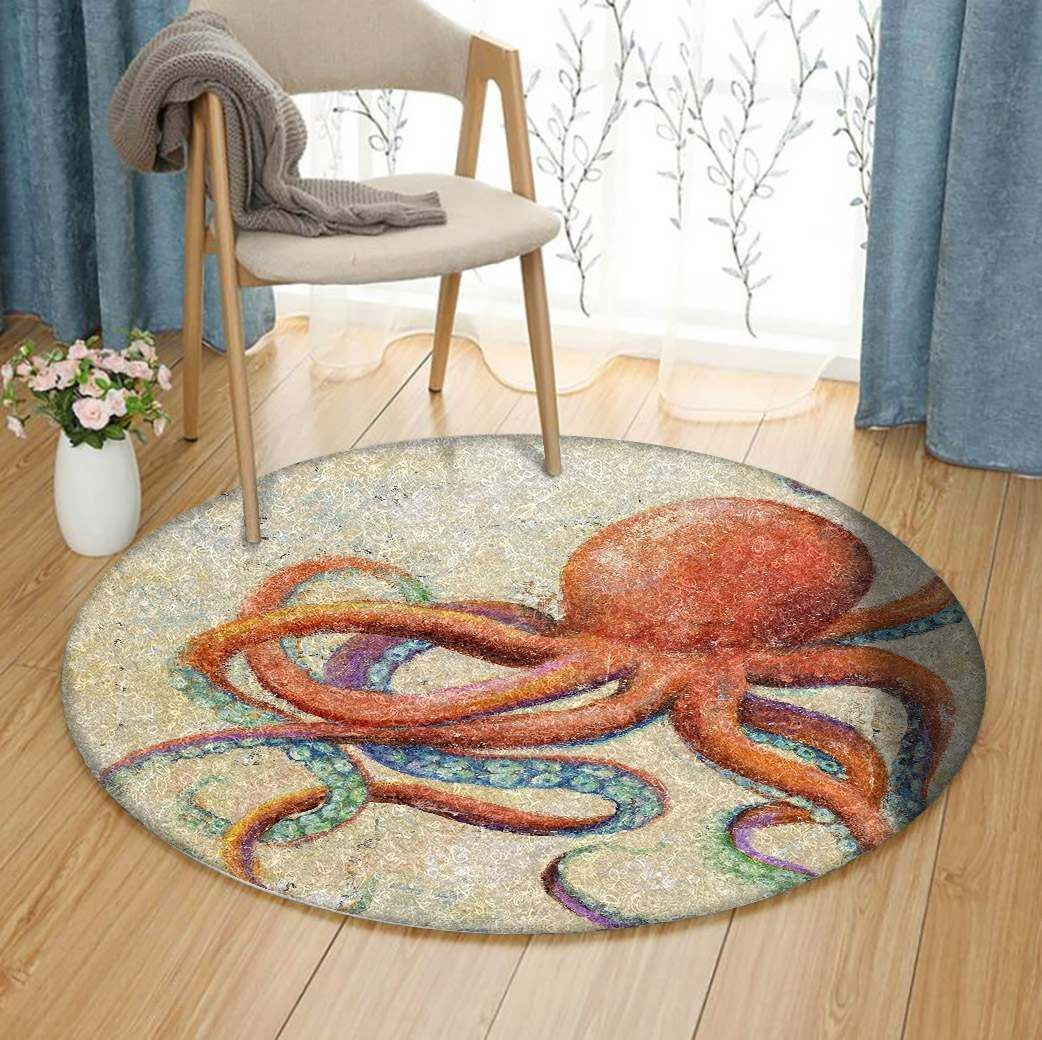 A Octopus Round Rug Carpet Bedroom Livingroom Home Decor