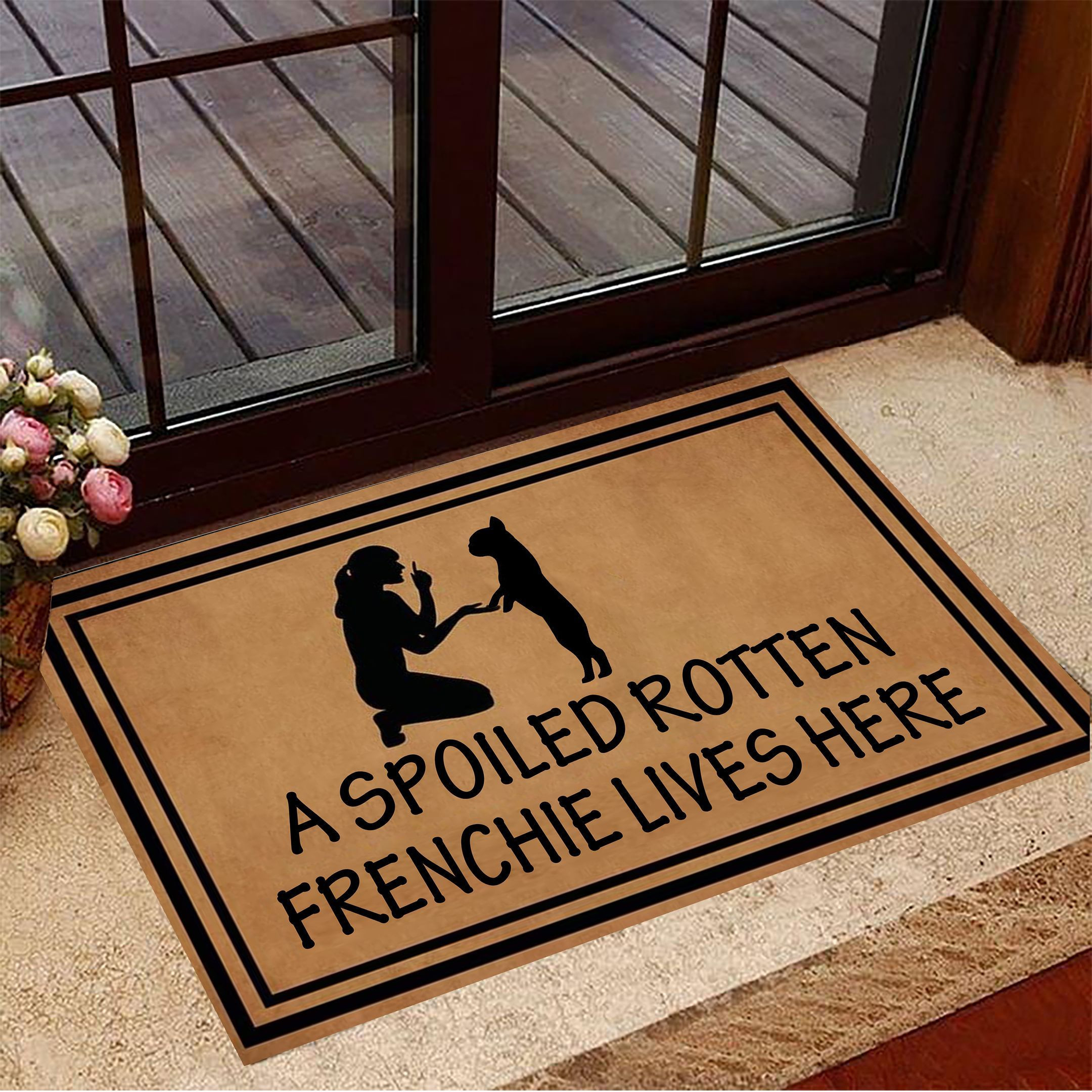 A Spoiled Rotten Frenchie Lives Here Rubber Doormat Funny Rubber Doormat Gifts For French Bulldog Lovers