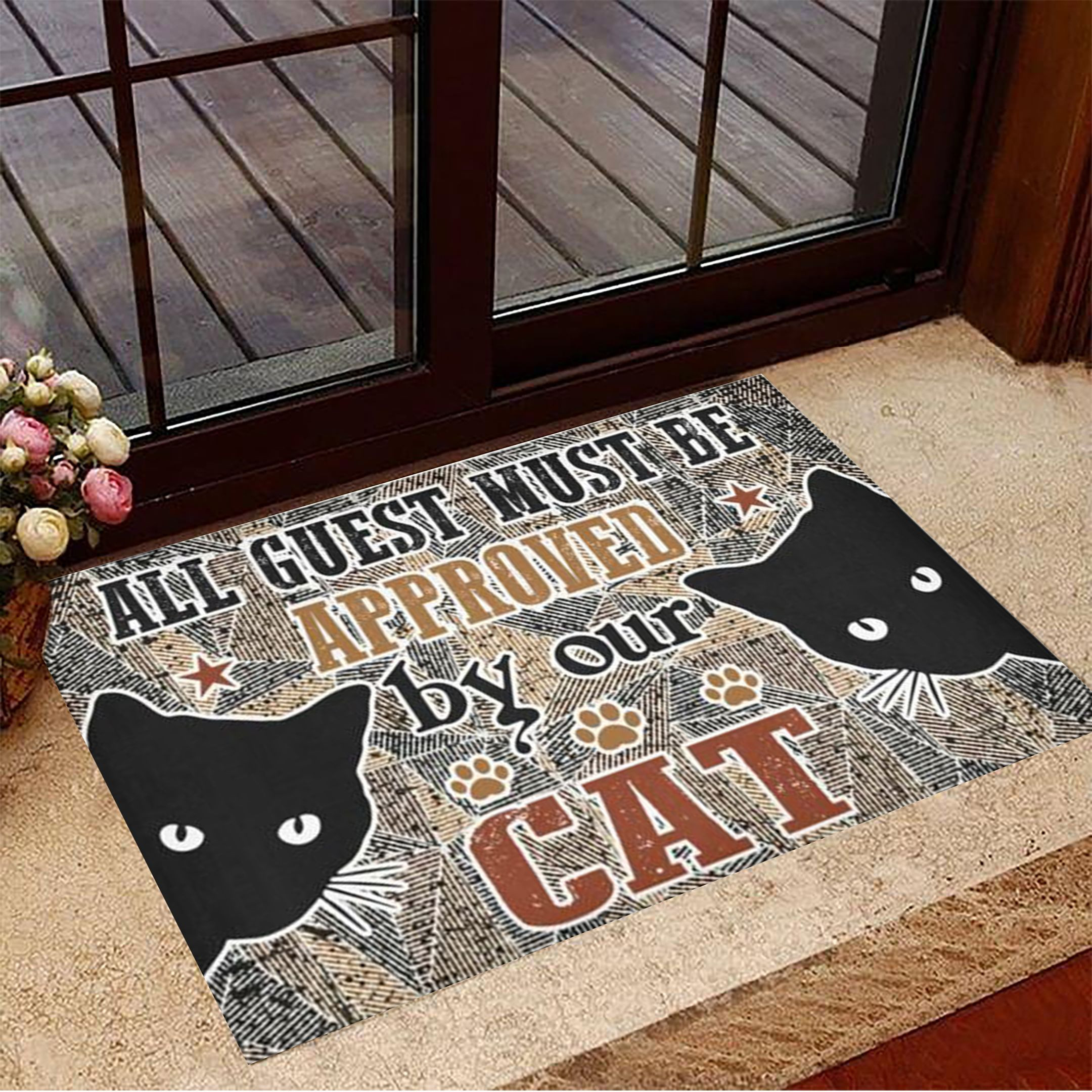 All Guests Must Be Approved By Our Cat Rubber Doormat Funny Cat Rubber Doormat Home Decor