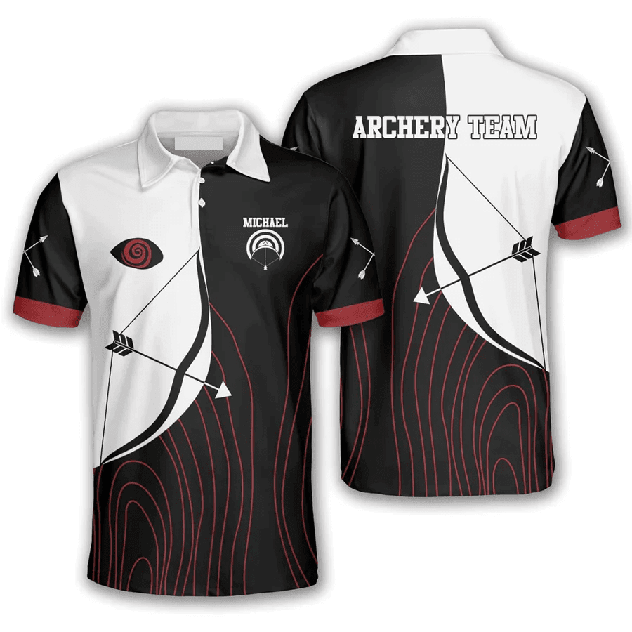Archery 3D All over printed Shirt, Hawk Eyes Personalized Archery Polo Shirts For Men, Personalized Archery Polo Shirts