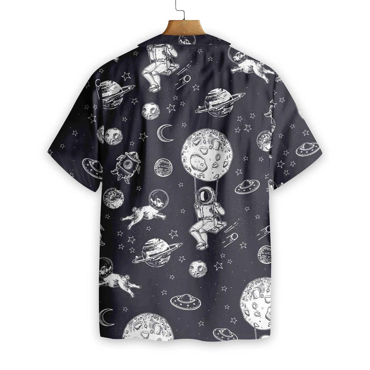 Astronaut And His French Bulldog Hawaiian Shirt - Image 3