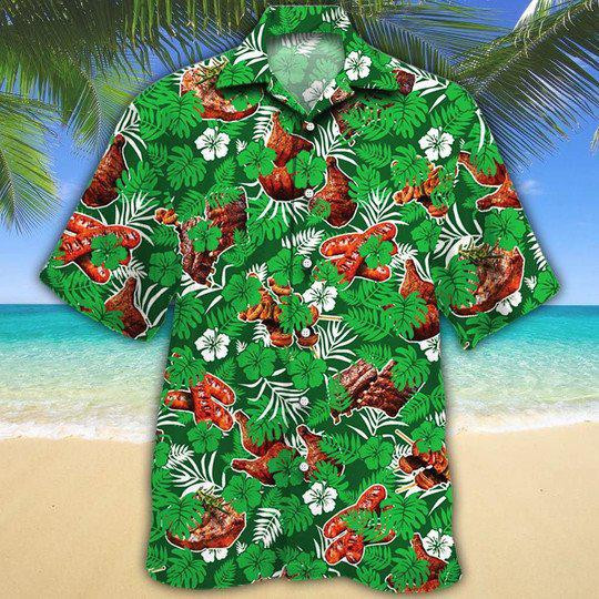 Bbq Lovers Green Floral Aloha Hawaiian Shirt