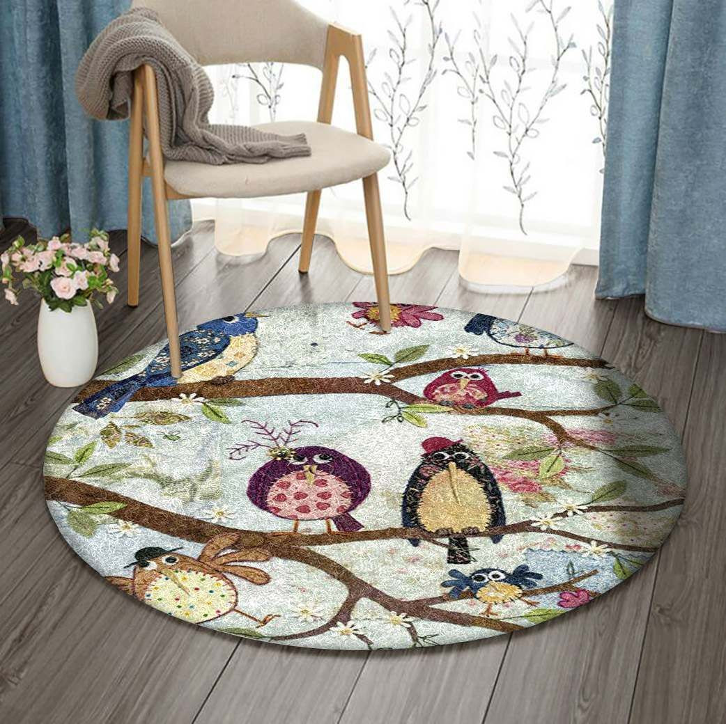 Birds Round Rug Carpet Bedroom Livingroom Home Decor