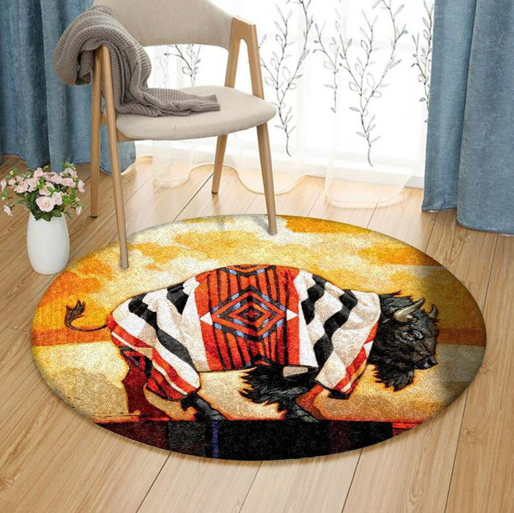 Bison Round Rug Carpet Bedroom Livingroom Home Decor