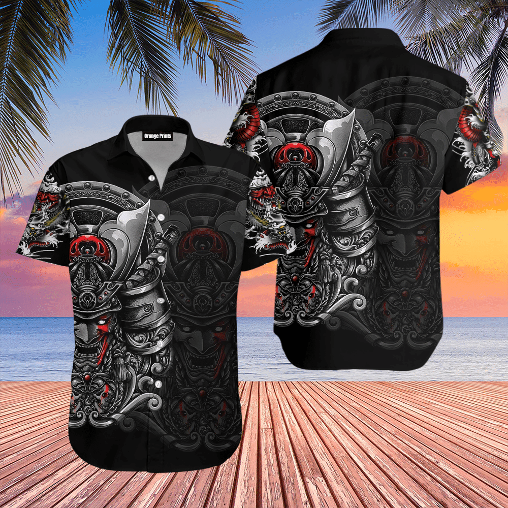 Black Samurai Tattoo Hawaiian Shirt
