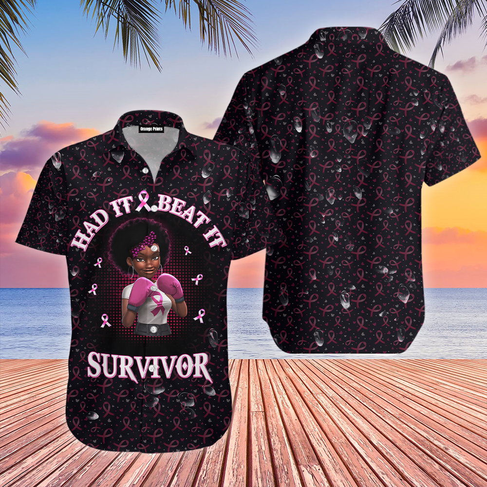 Black Strong Girl Breast Cancer Hawaiian Shirt
