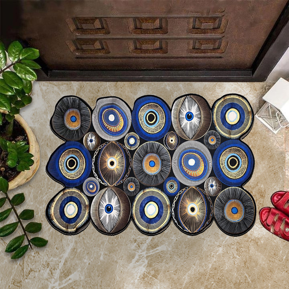 Blue Evil Eye Rubber Doormat Front Door Mat Indoor New House Decorations