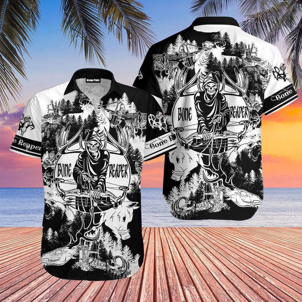 Bone Reaper Black and White Hawaiian Shirt