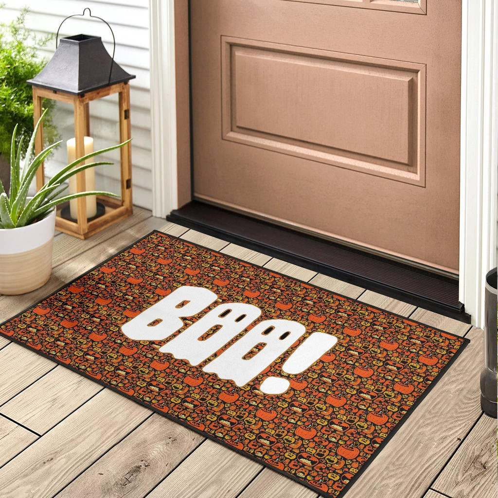 Boo!! Halloween Pumpkin Doodle Patterns Rubber Doormat Home Decor - Image 3