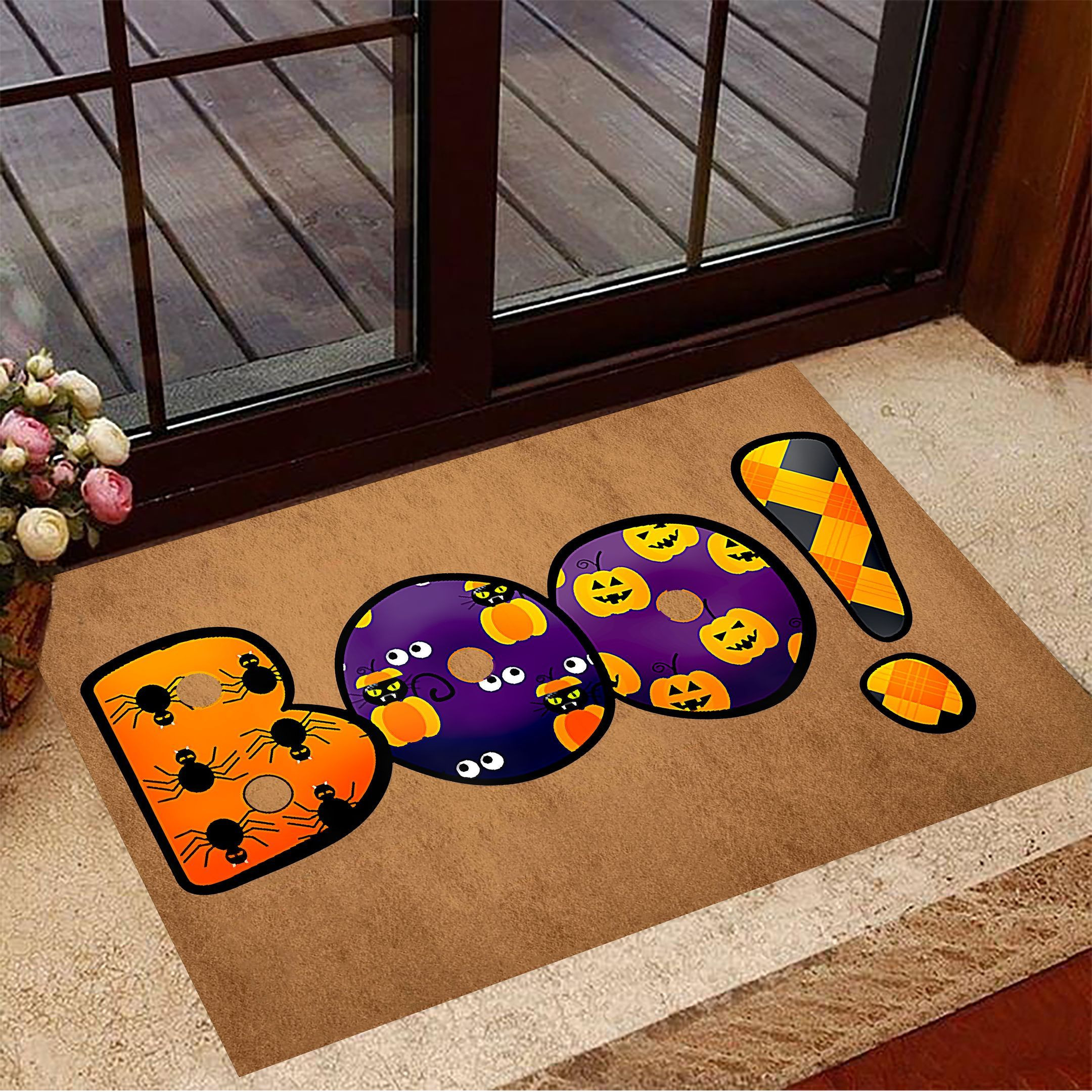 Boo Pumpkin Rubber Doormat Spider Halloween Welcome Mat Living Room Halloween Decor