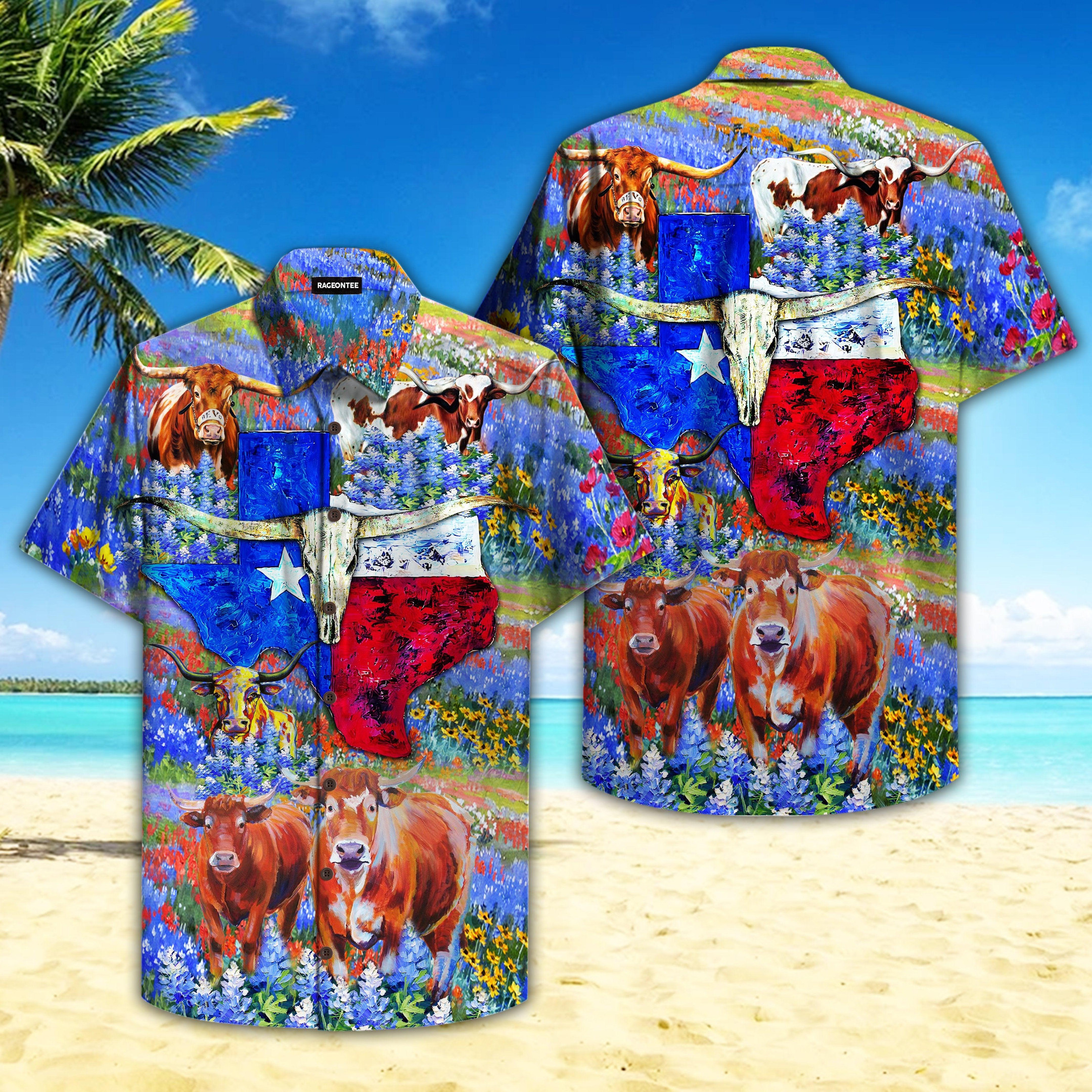 Born In Texas Forever Bluebonnet Hawaiian Shirt