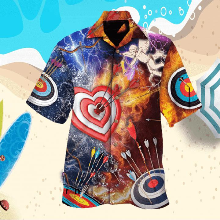 Born To Play Dart Heart With Cupid Hawaiian Shirt