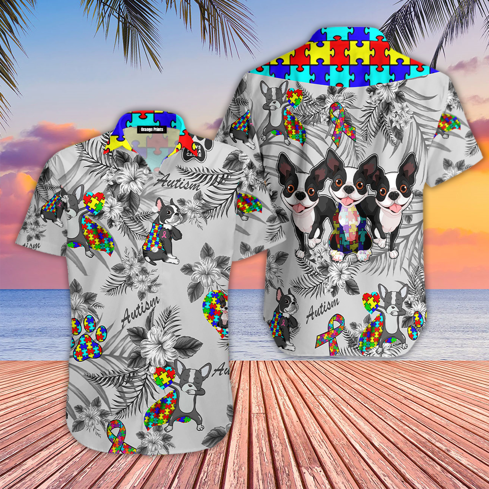 Boston Terrier Autism Hawaiian Shirt