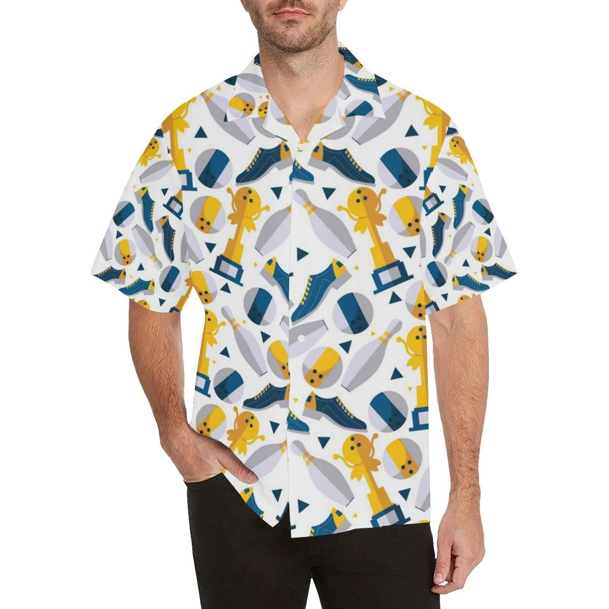Bowling Ball And Shoes Pattern Hawaiian Shirt