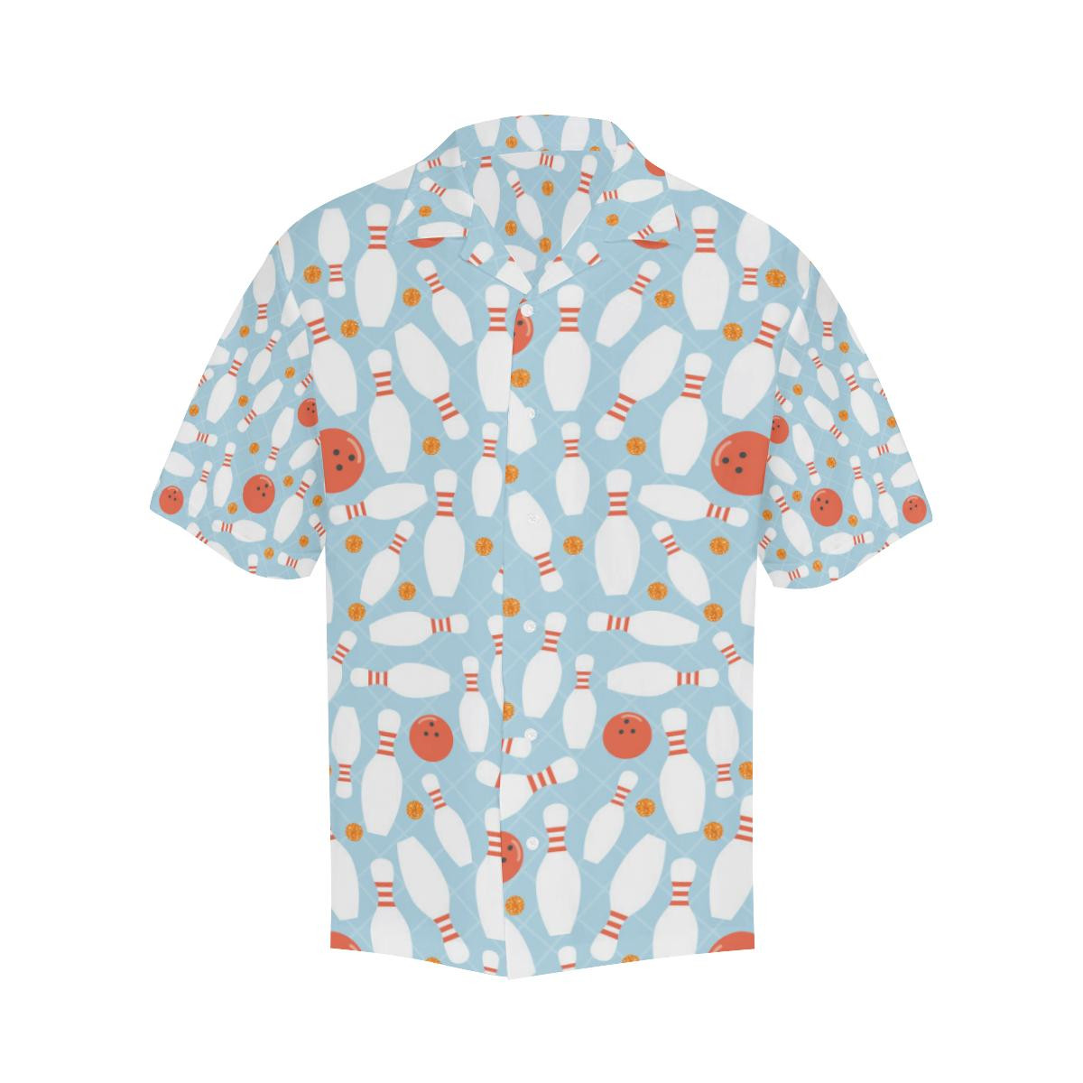 Bowling Ball Bowling Pins Blue Blackground Hawaiian Shirt