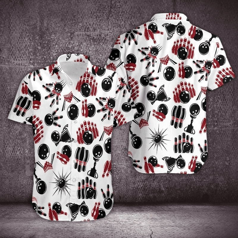 Bowling Black And Red Hawaiian Shirt