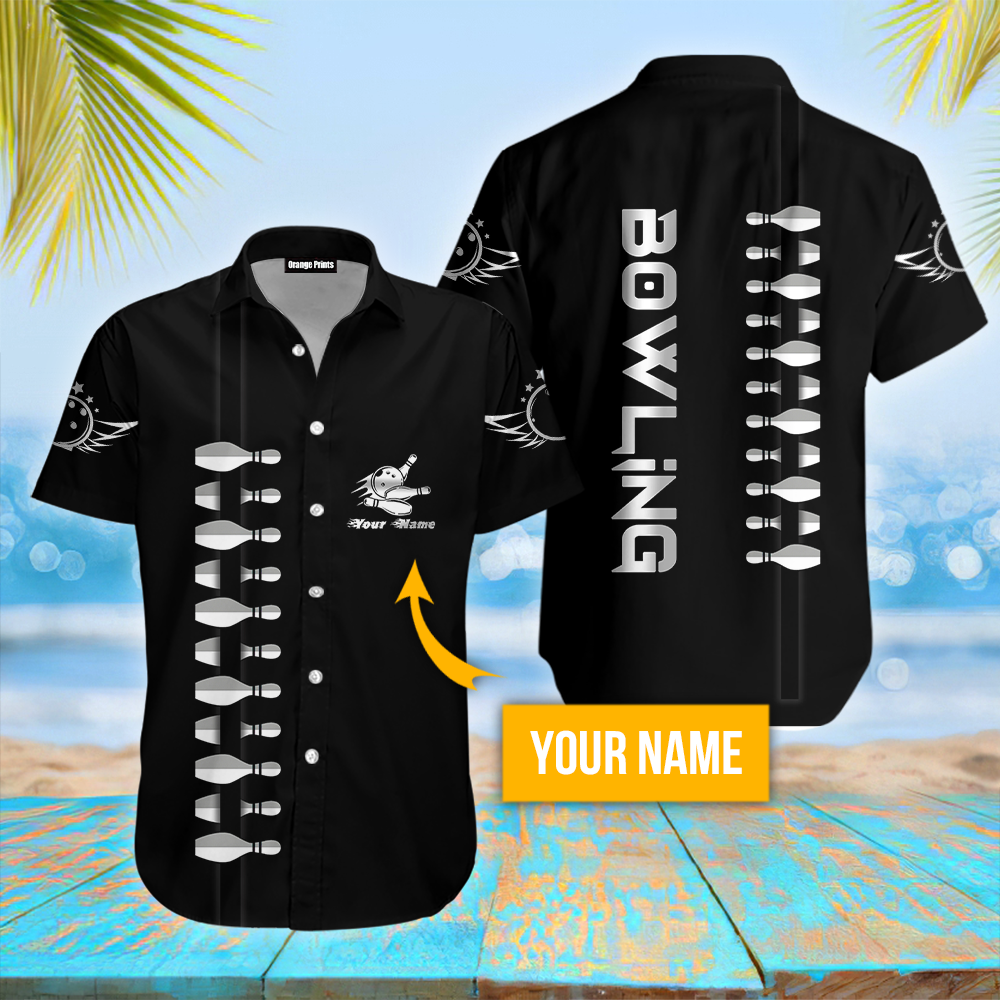 Bowling Black Personalized Hawaiian Shirt