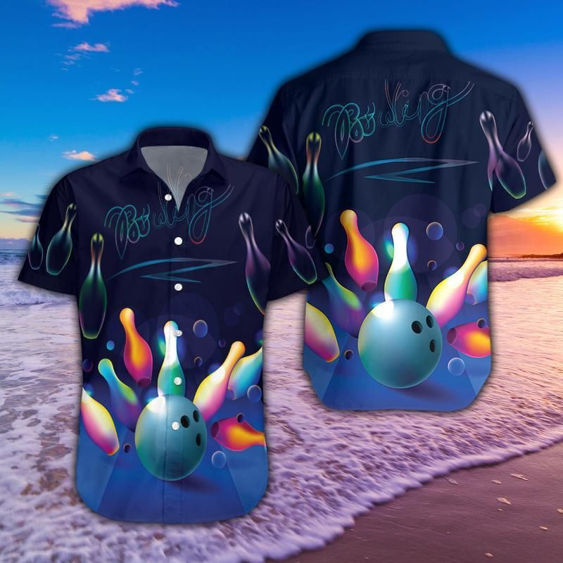 Bowling Glowing Neon Hawaiian Shirt