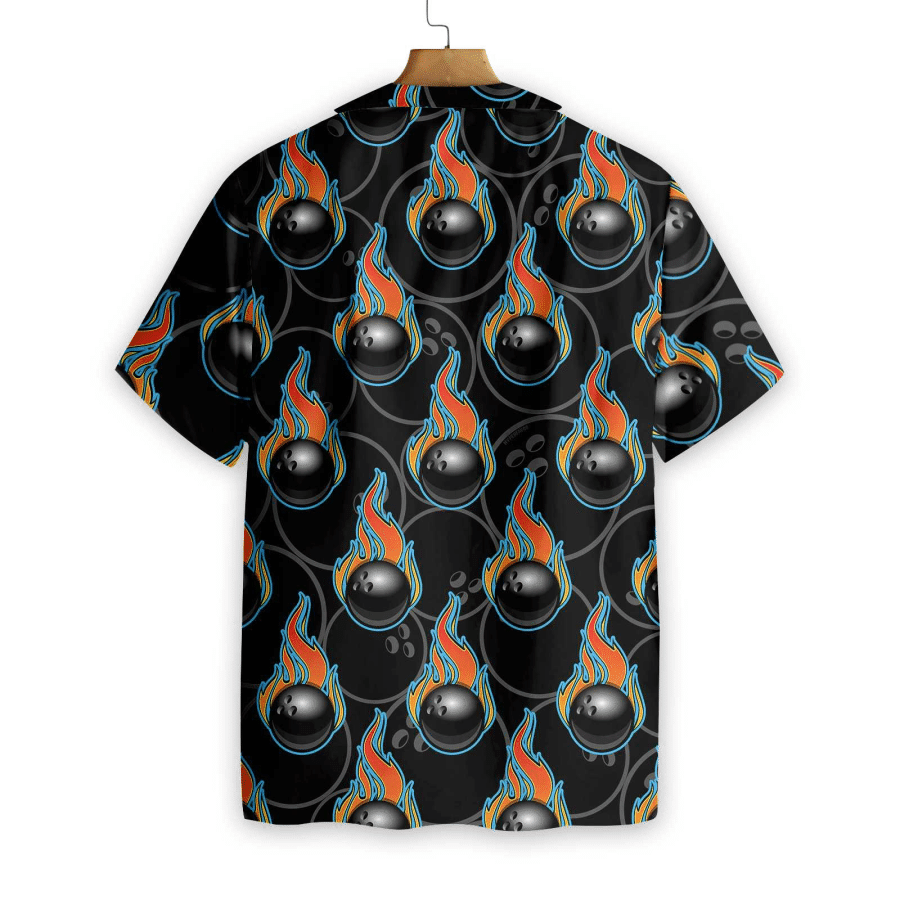 Bowling In Fire Seamless Pattern Hawaiian Shirt