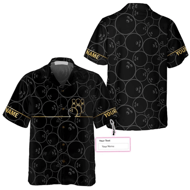 Bowling Pattern And Golden Personalized Hawaiian Shirt