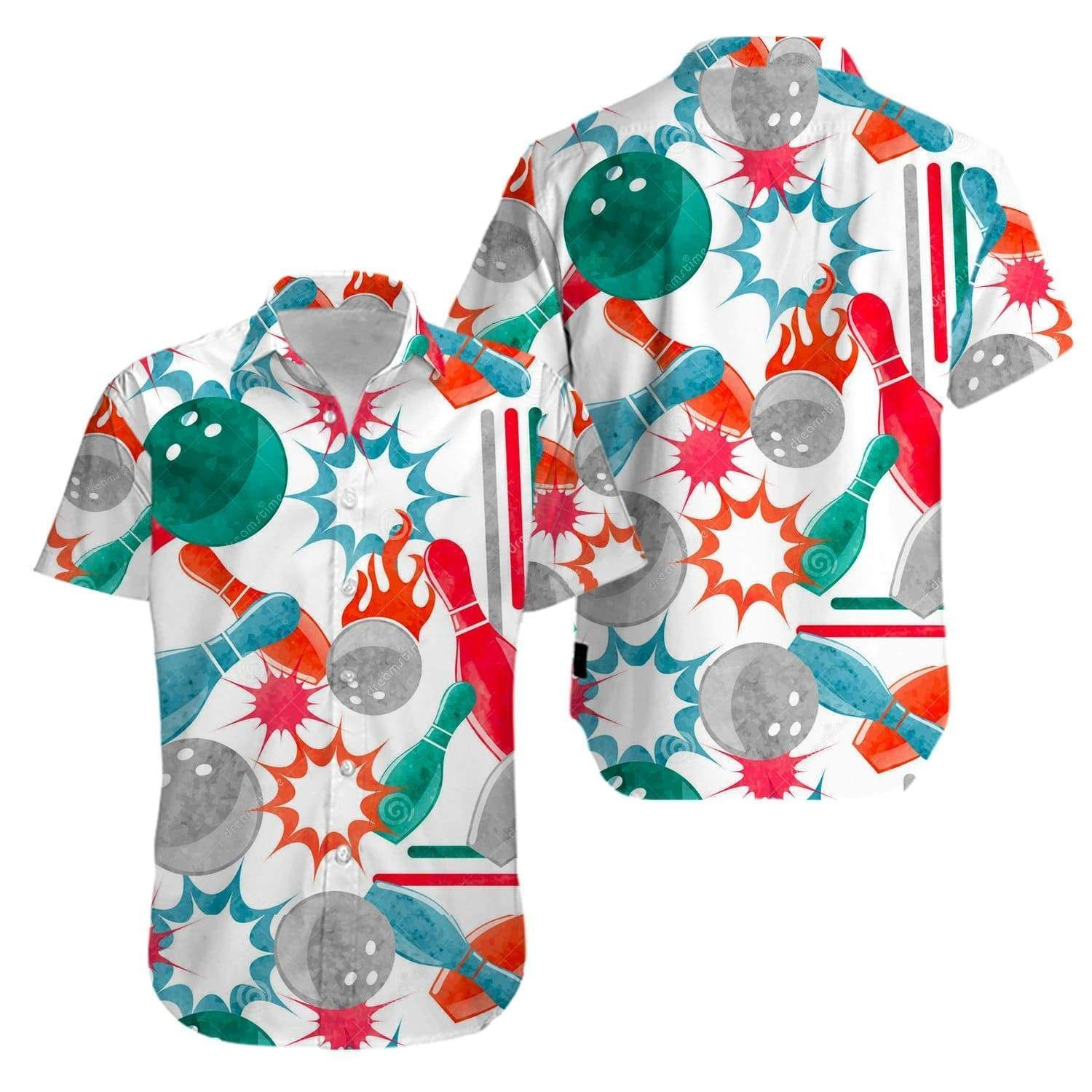 Bowling Strike Green Pink Hawaiian Shirt