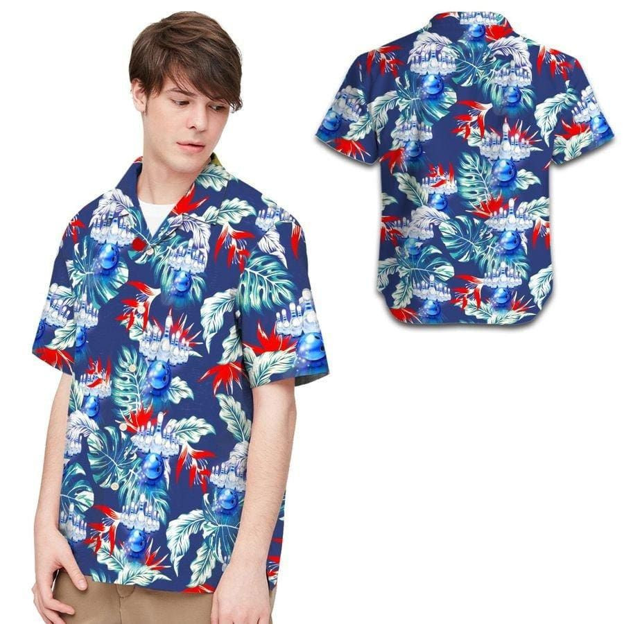 Bowling Tropical Leaves Hawaiian Shirt