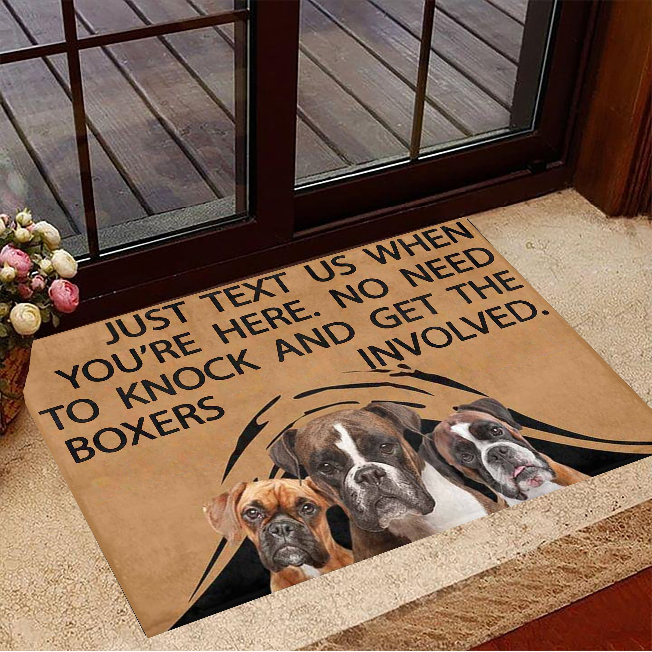 Boxers Just Text Us When You're Here Rubber Doormat Decorative Door Mats Gifts For Boxer Lovers