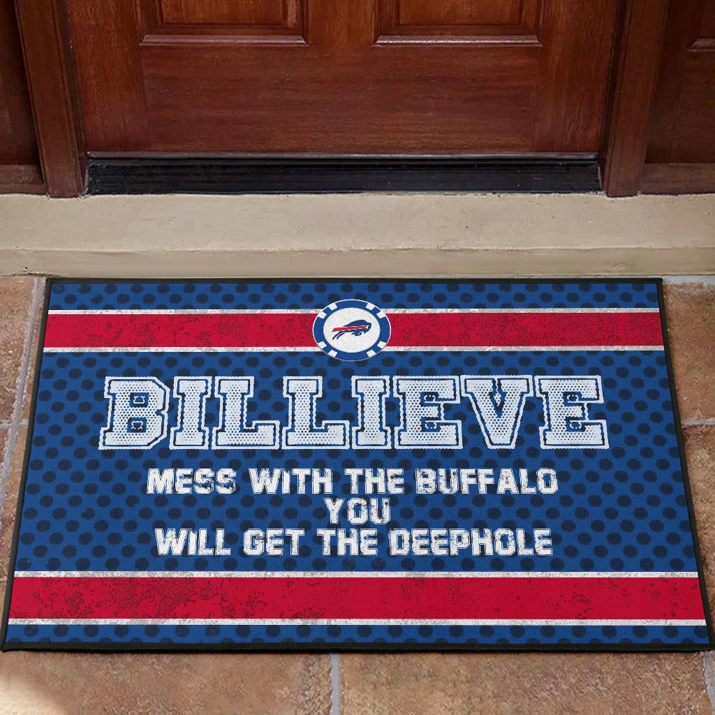 Buffalo Bills American Football Team Rubber Doormat Billieve Mess With The Buffalo You Will Get The Deephole Rubber Doormat Home Decor