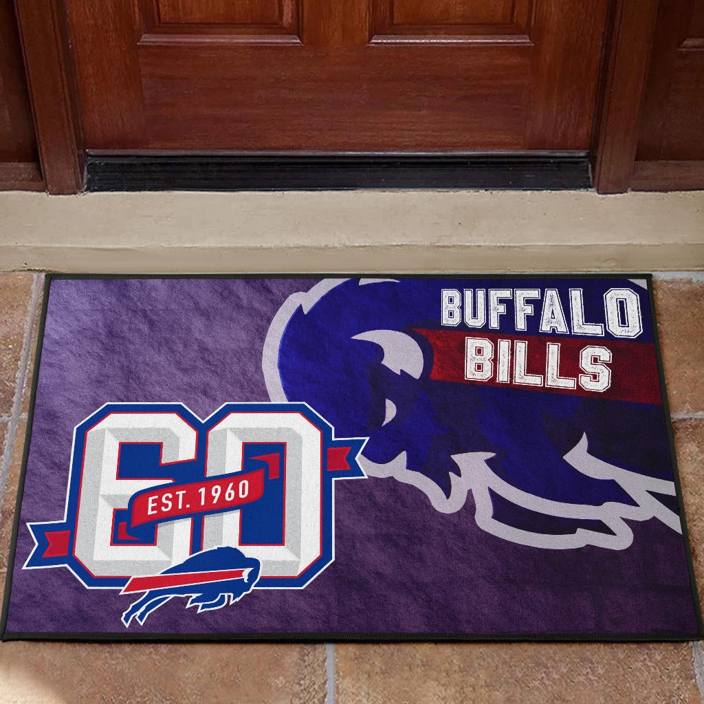 Buffalo Bills American Football Team Rubber Doormat Blue Strongest Buffalo Fighting Est 1960 Text Rubber Doormat Home Decor