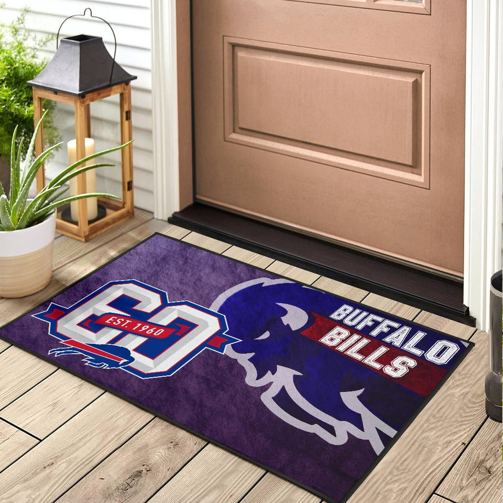 Buffalo Bills American Football Team Rubber Doormat Blue Strongest Buffalo Fighting Est 1960 Text Rubber Doormat Home Decor - Image 3