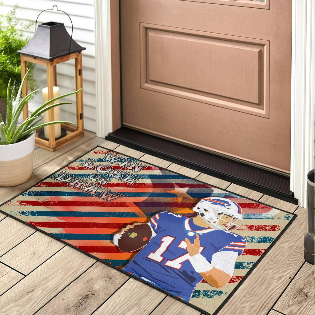 Buffalo Bills American Football Team Rubber Doormat Player 17 Attack Rugby Ball Funny Quote Win Lose Or Draw Rubber Doormat Home Decor - Image 3