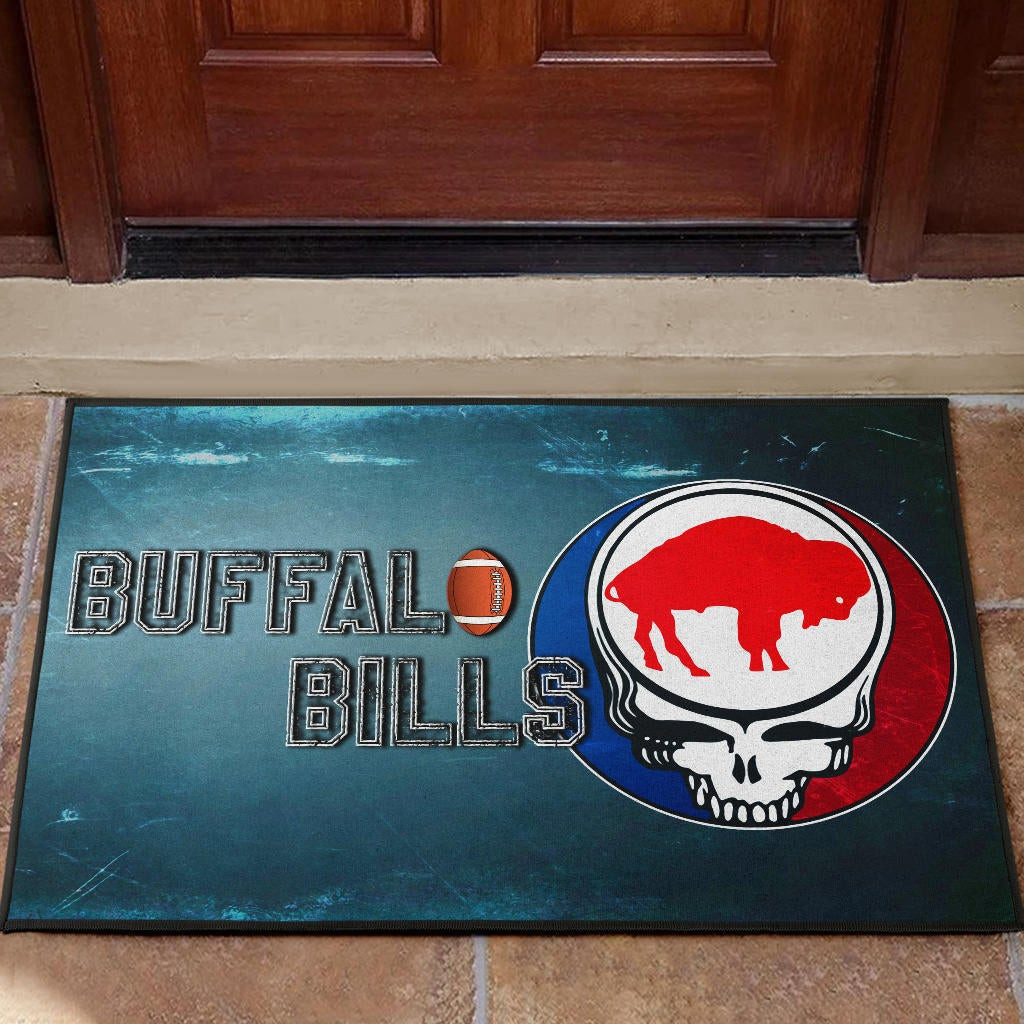 Buffalo Bills American Football Team Rubber Doormat Red Buffalo In Skull Brain Universe Scale Rubber Doormat Home Decor