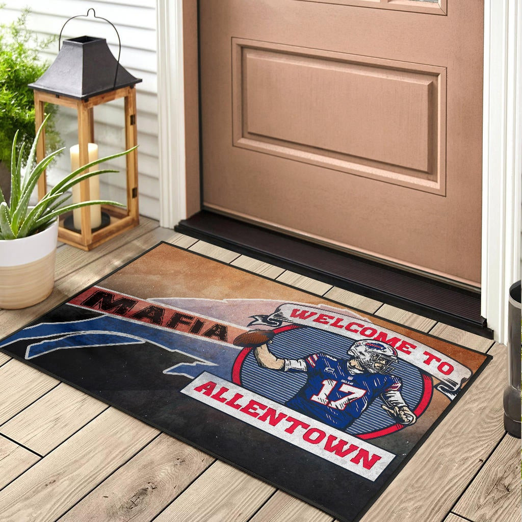 Buffalo Bills American Football Team Rubber Doormat Welcome To Allentown Player 17 Mafia Rubber Doormat Home Decor - Image 3