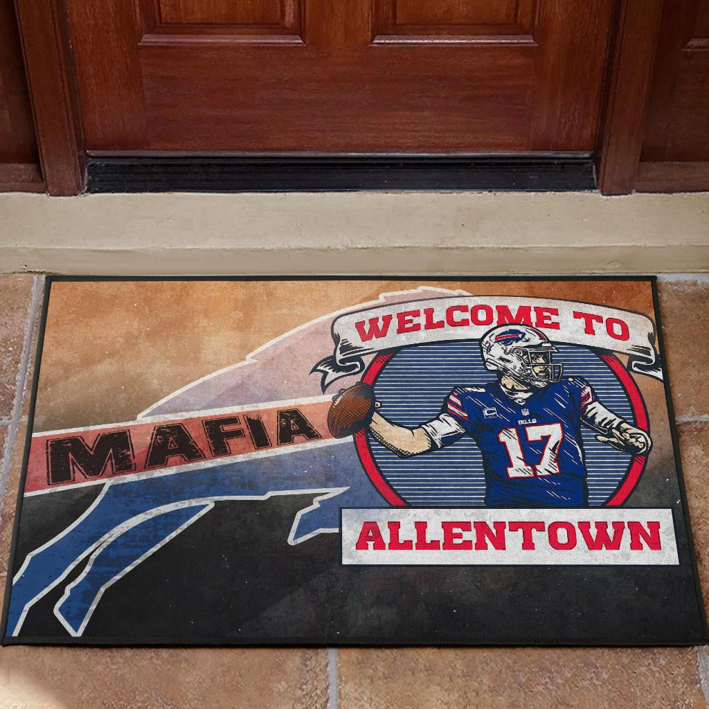Buffalo Bills American Football Team Rubber Doormat Welcome To Allentown Player 17 Mafia Rubber Doormat Home Decor
