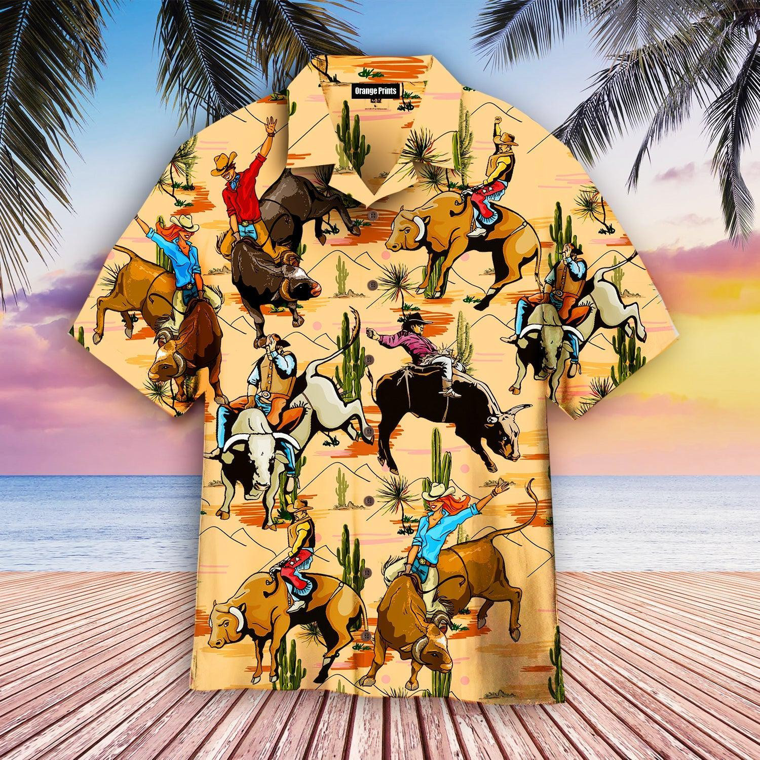 Bull Riding On Desert Hawaiian Shirt