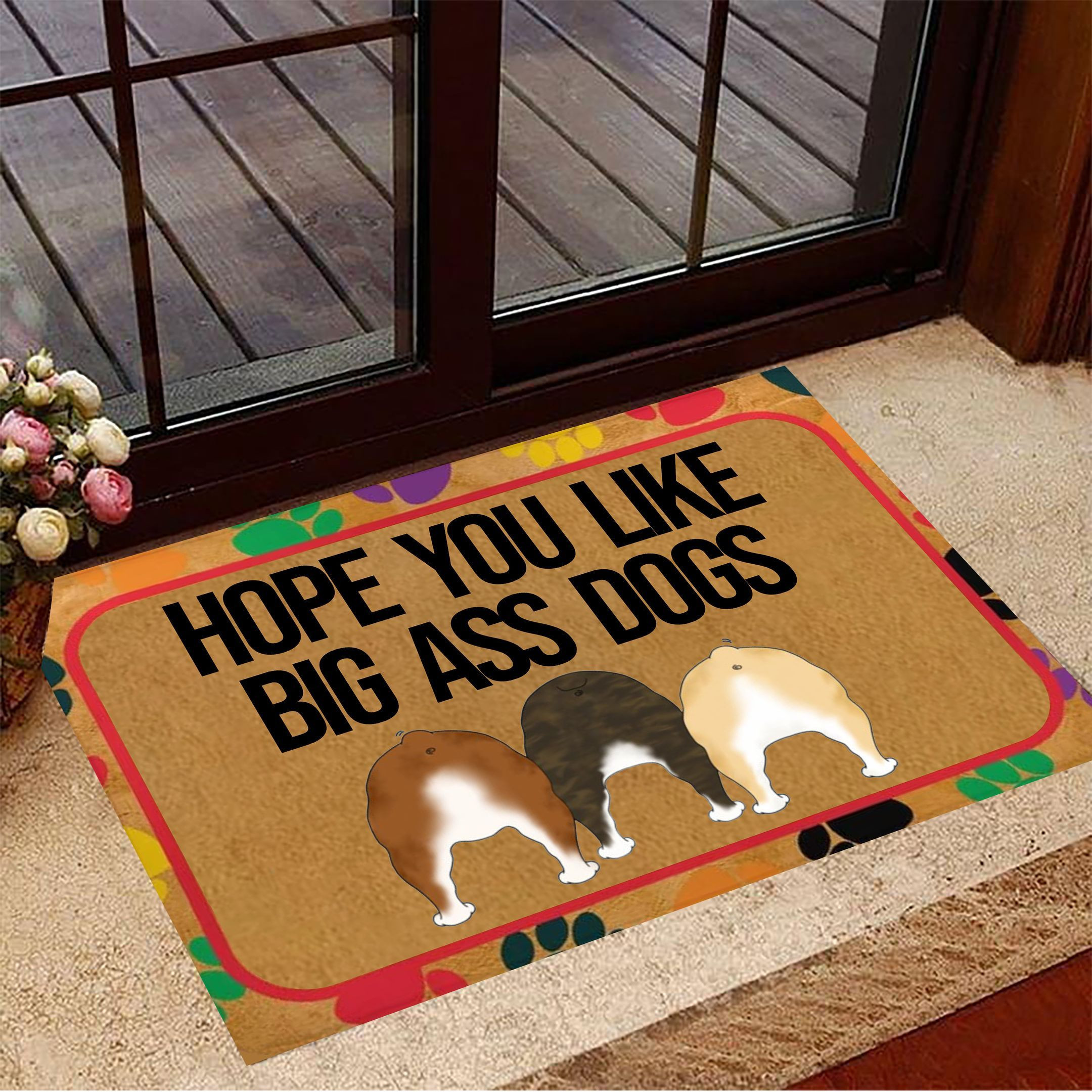 Bulldog Hope You Like Big Ass Dogs Rubber Doormat Funny Sayings Dog Welcome Mat