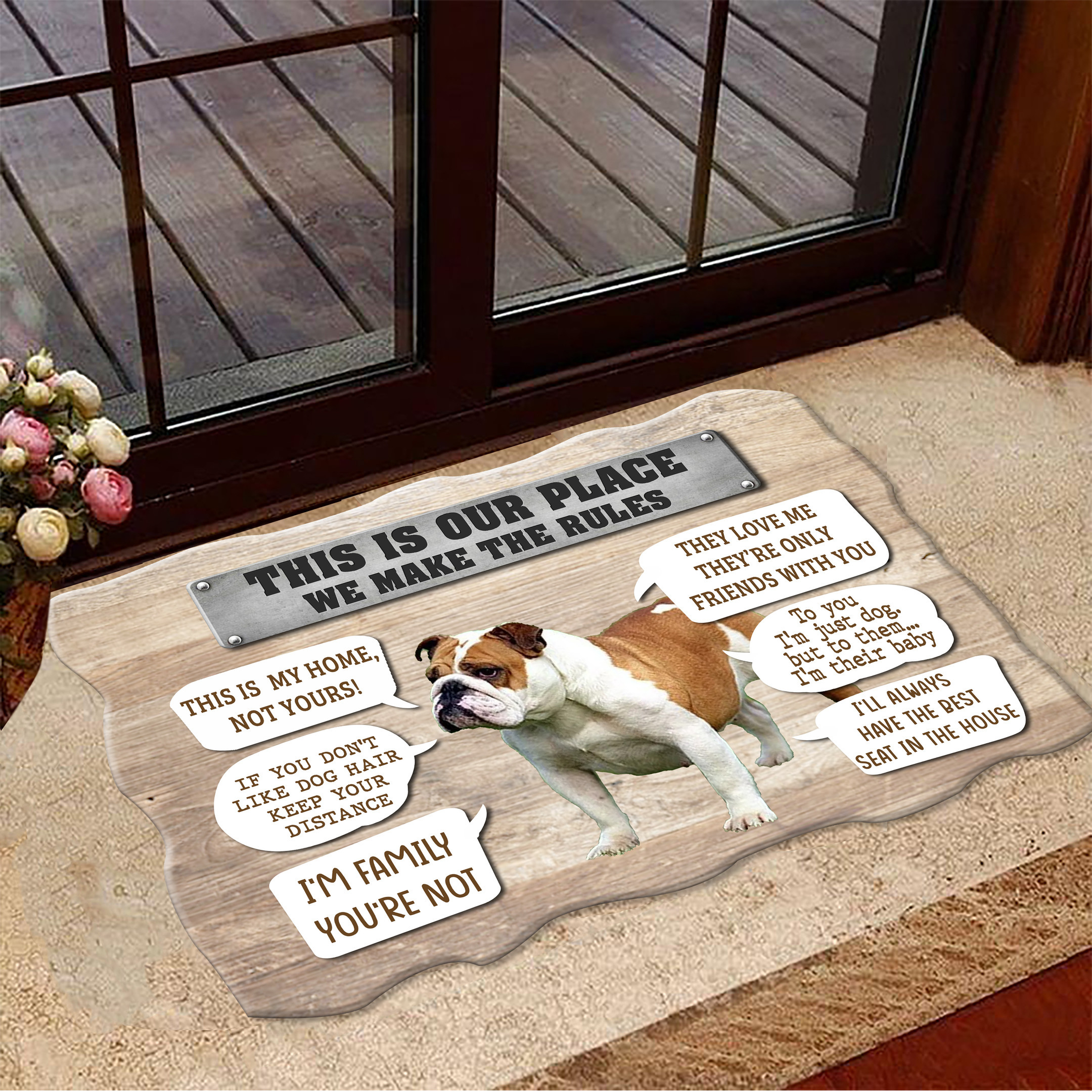 Bulldog This Is Our Place We Make The Rules This Is My Home Not Yours Rubber Doormat Funny Welcome Mat