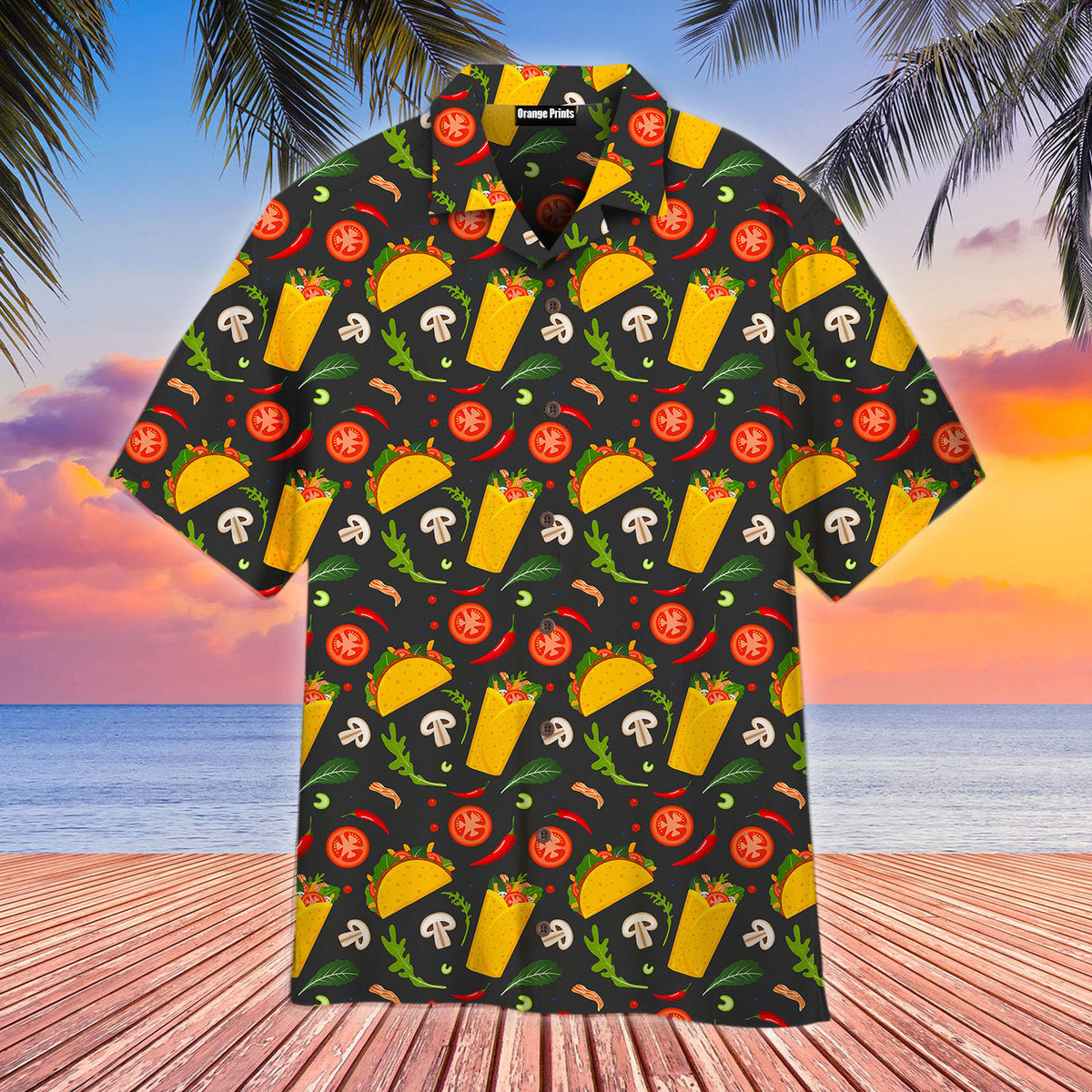 Burrito And Taco Pattern Hawaiian Shirt
