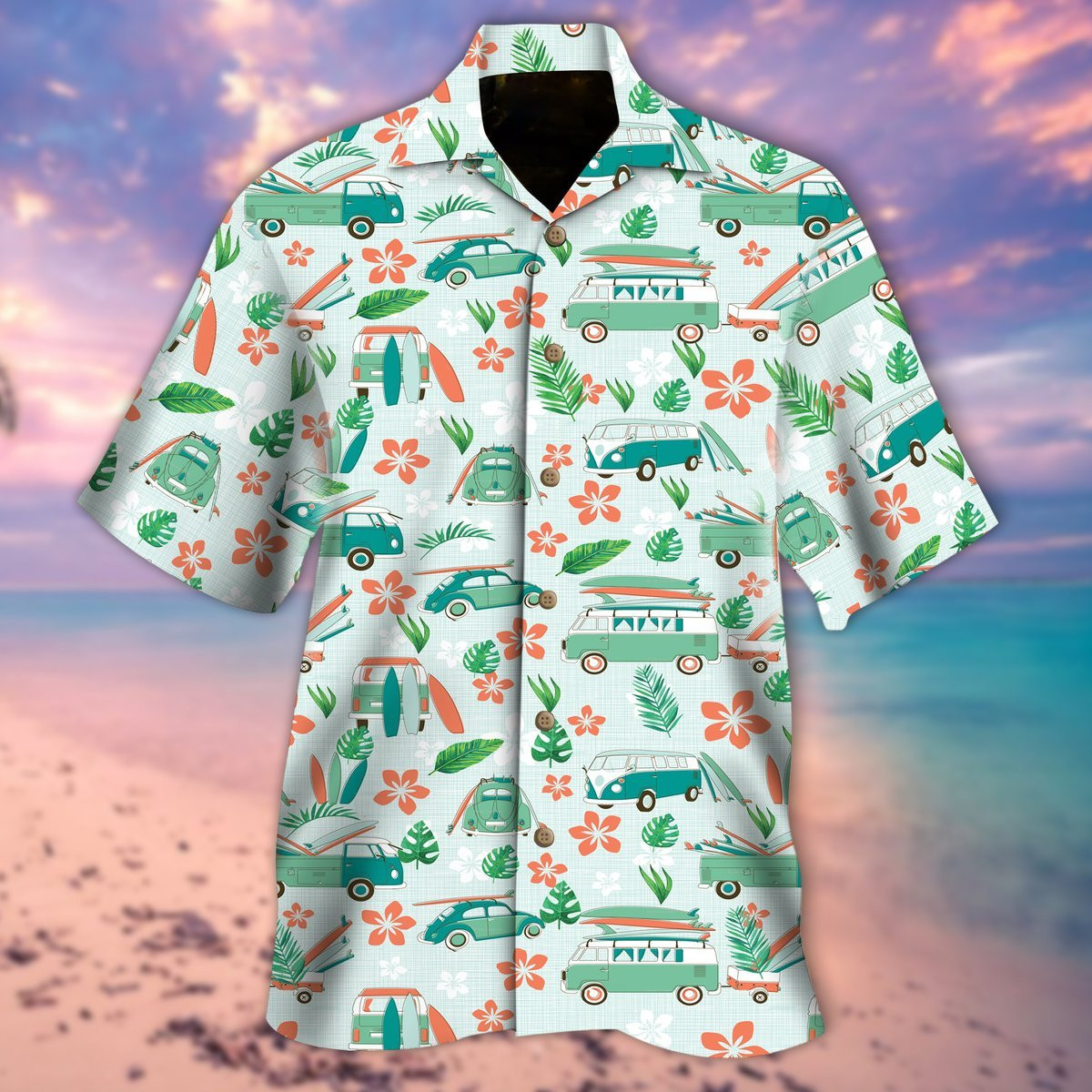 Bus Flowers Hawaiian Shirt