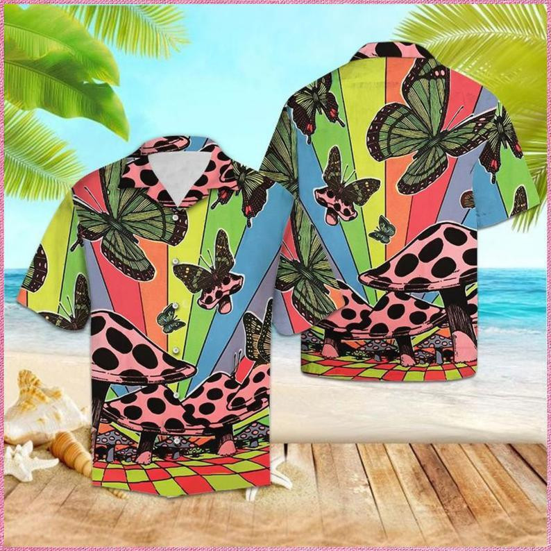 Butterflies And Mushrooms Hawaiian Shirt