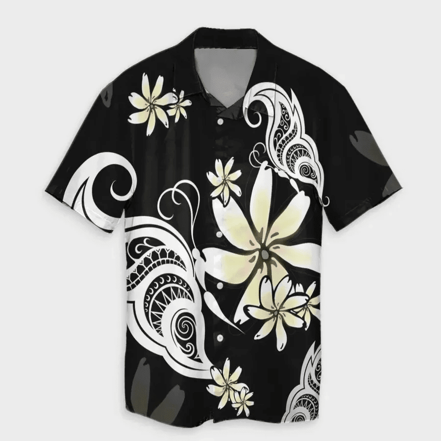 Butterfly Plumeria Polynesian Hawaiian Shirt