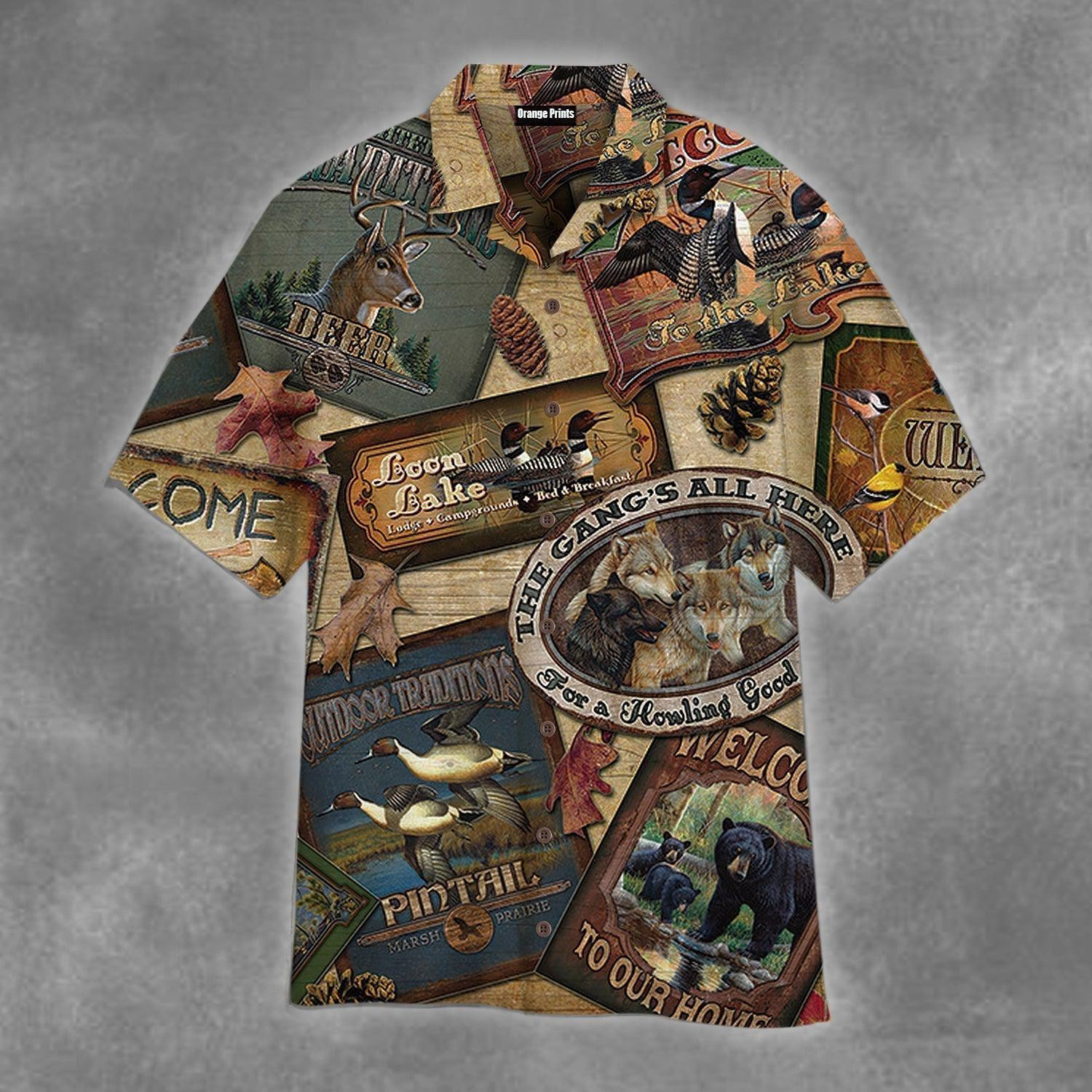 Cabin Sign Collage Hawaiian Shirt