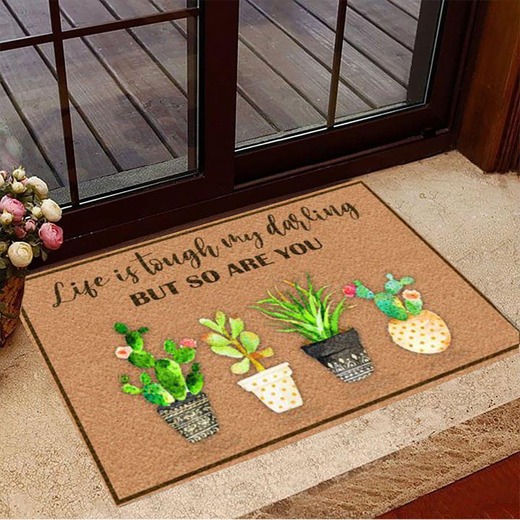 Cactus Life Is Tough My Darling But So Are You Rubber Doormat Spring Rubber Doormat House Decor