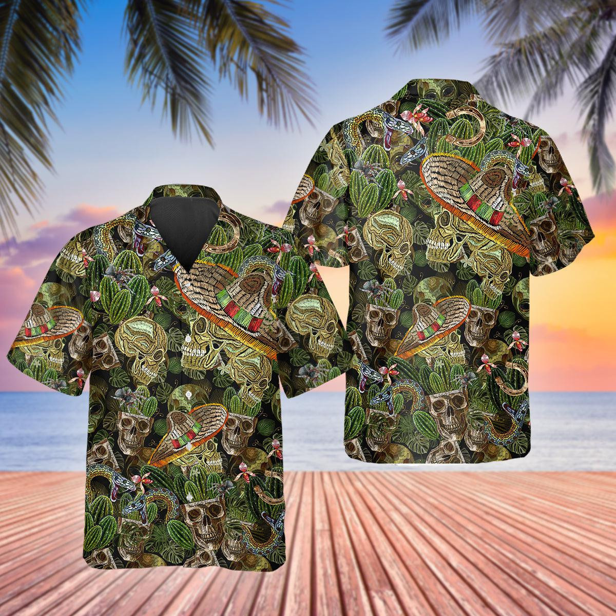 Cactus Mexican Skull Hawaiian Shirt