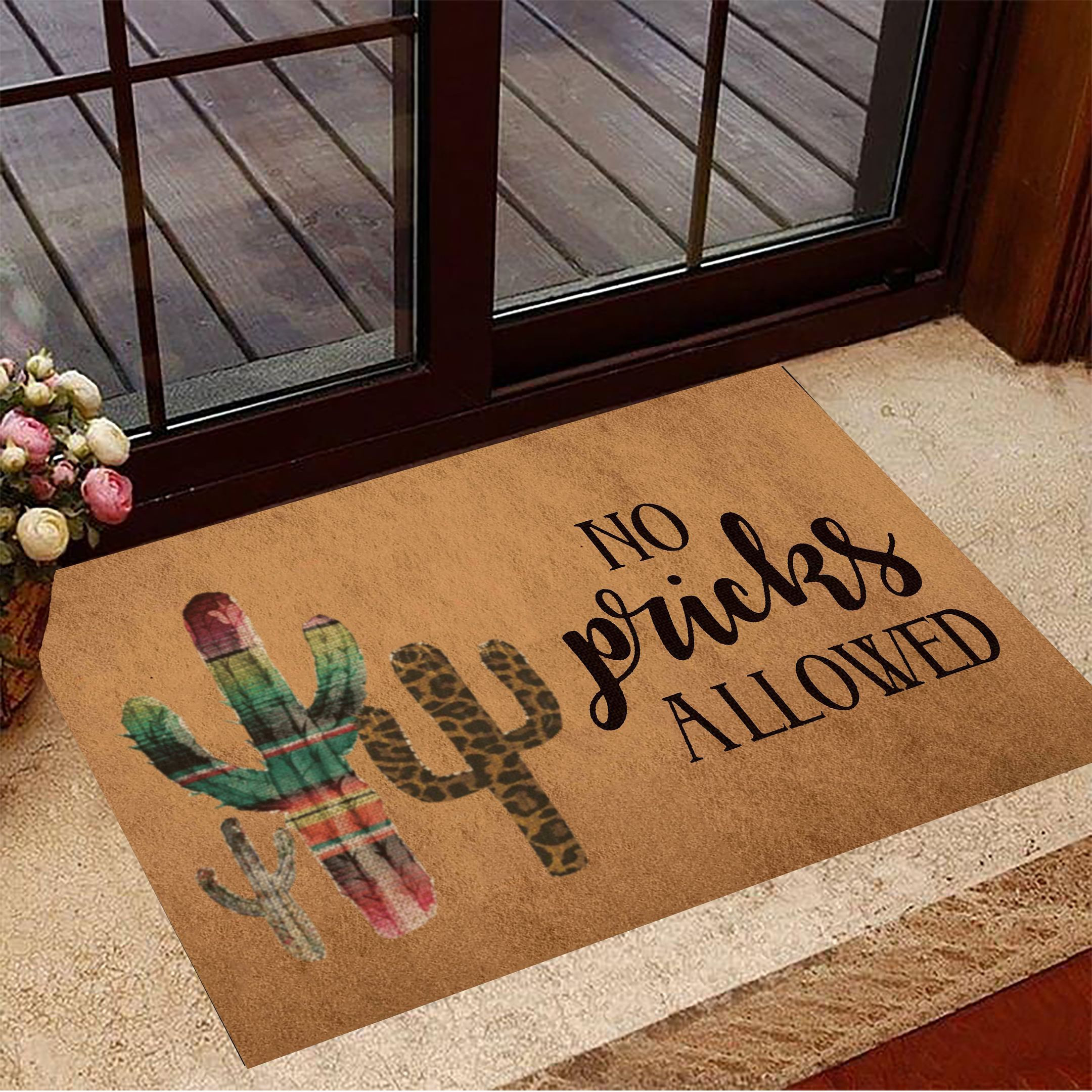 Cactus No Pricks Allowed Rubber Doormat Funny Rubber Doormat Sayings Housewarming Gift Ideas
