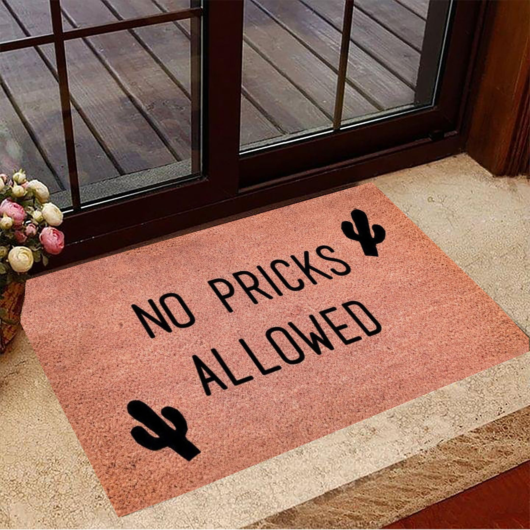 Cactus No Pricks Allowed Rubber Doormat Funny Welcome Mats New Home Gifts